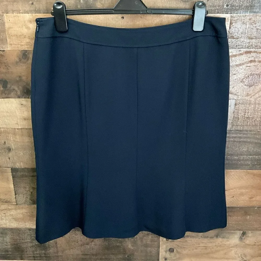Ellen Tracy Midi Skirt Tulip Hem Navy Blue Side Zipper Closure Women Size 16
